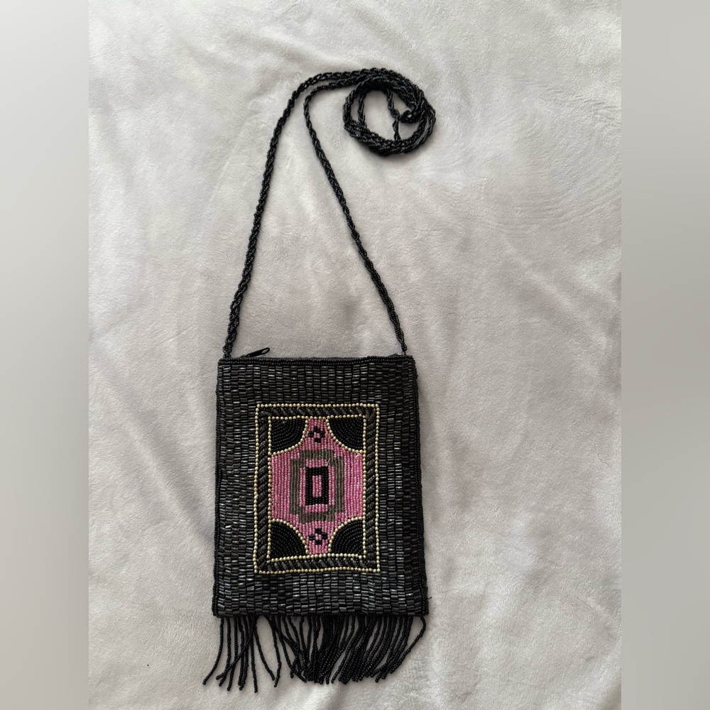 ERMO Vintage Beaded Art deco design Fringed Small Crossbody Bag Good condition